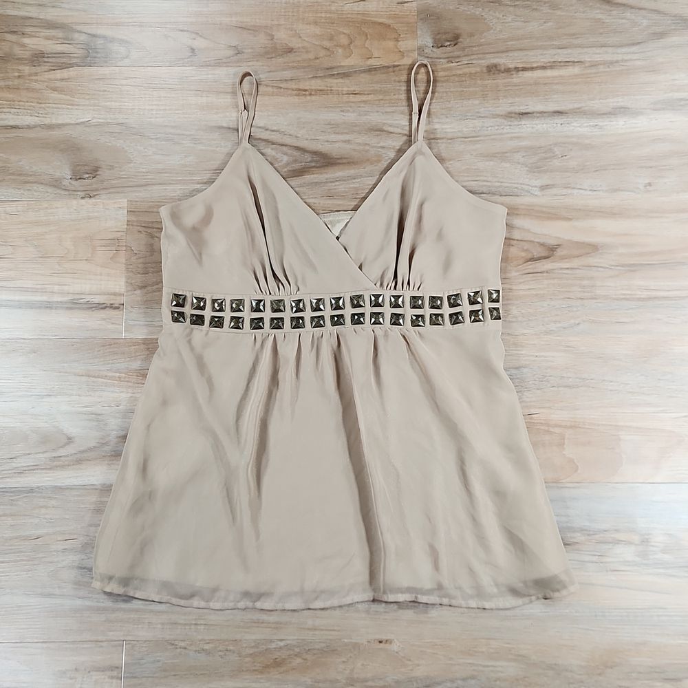 🔺️Express Tan & Shimmery Gold Sleeveless Top Large